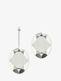 Fashion Alexander McQueen Women's Asymmetrical Faceted Earrings in Antique Silver