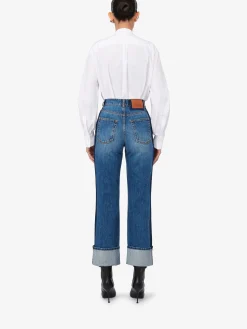 Online Alexander McQueen Women's Baggy Boyfriend Jeans in Washed Blue