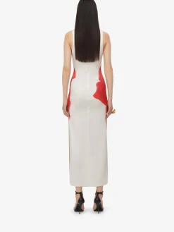 Cheap Alexander McQueen Women's Bleeding Rose Pencil Dress in Optic White