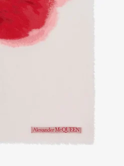 Clearance Alexander McQueen Women's Bleeding Rose Shawl in Ivory/Red