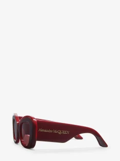 Hot Alexander McQueen Women's Bold Cat-eye Sunglasses in Burgundy