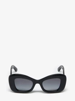 Sale Alexander McQueen Women's Bold Cat-eye Sunglasses in Black/Grey