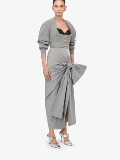 Best Sale Alexander McQueen Women's Bow Detail Slim Skirt in Silver