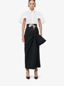 Outlet Alexander McQueen Women's Bow Detail Slim Skirt in Black
