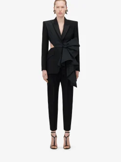 Store Alexander McQueen Women's Bow Slashed Jacket in Black