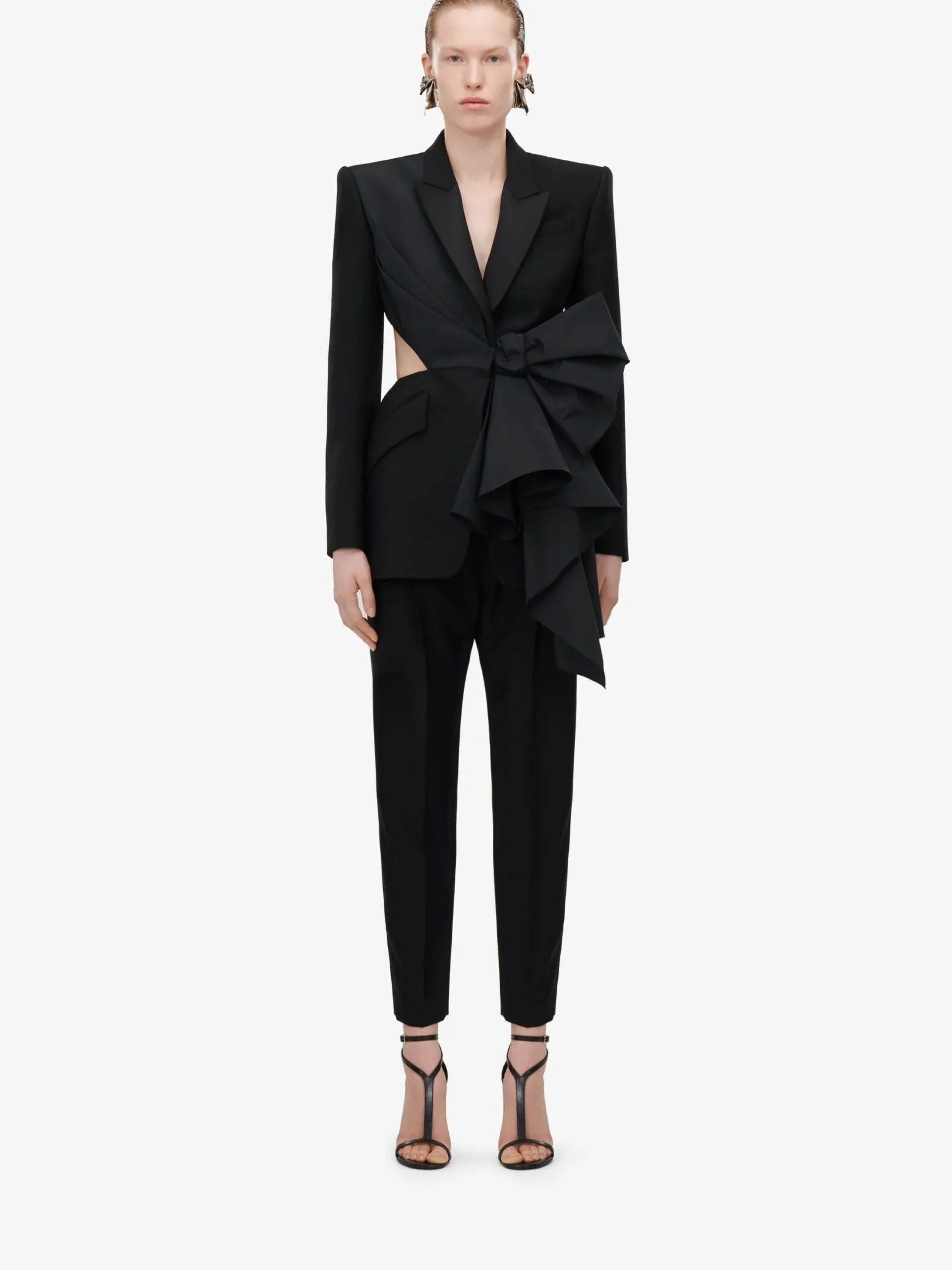 Store Alexander McQueen Women's Bow Slashed Jacket in Black