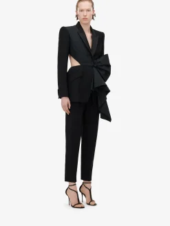 Store Alexander McQueen Women's Bow Slashed Jacket in Black