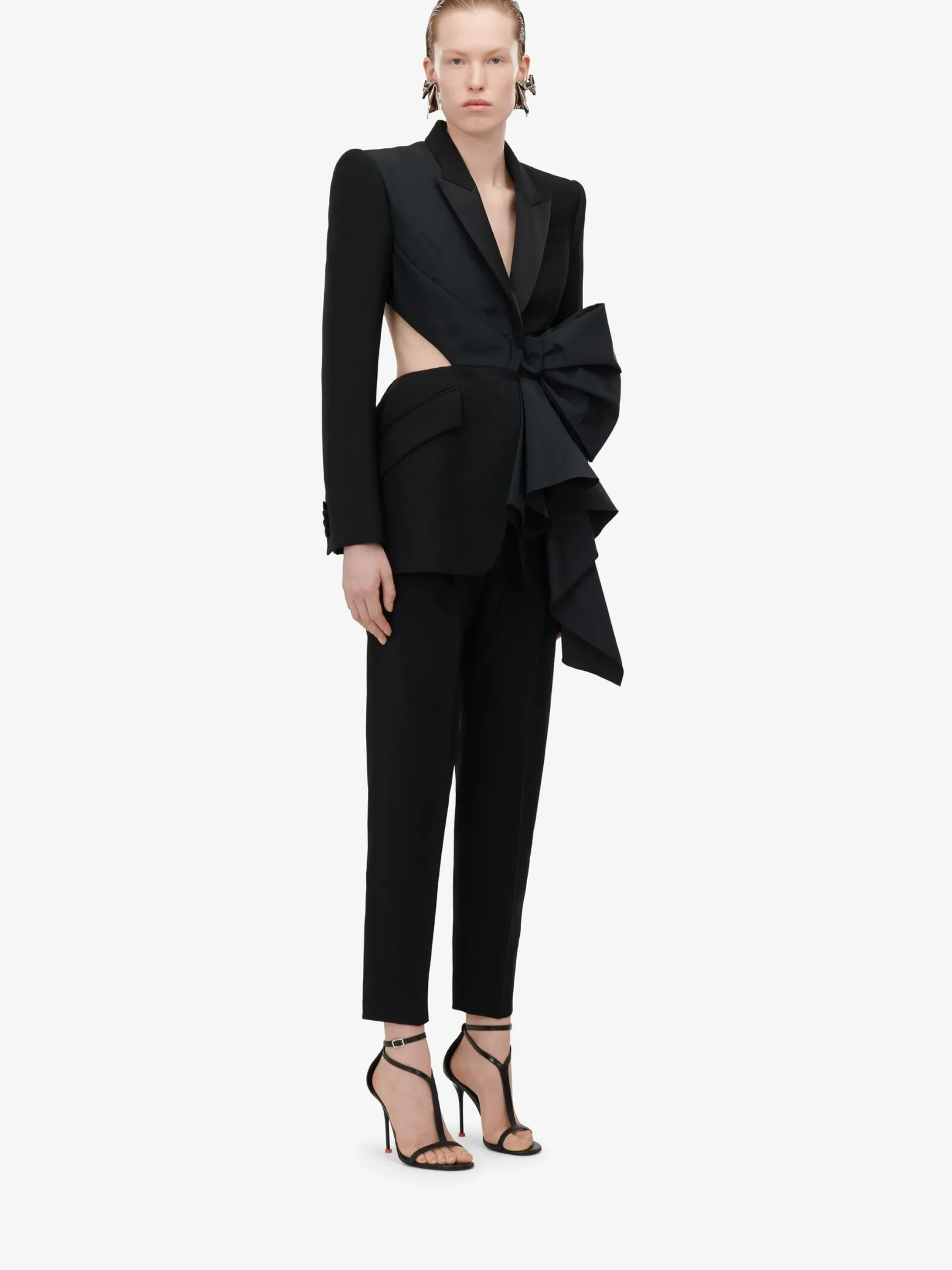 Store Alexander McQueen Women's Bow Slashed Jacket in Black