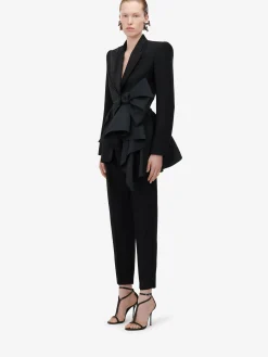 Store Alexander McQueen Women's Bow Slashed Jacket in Black