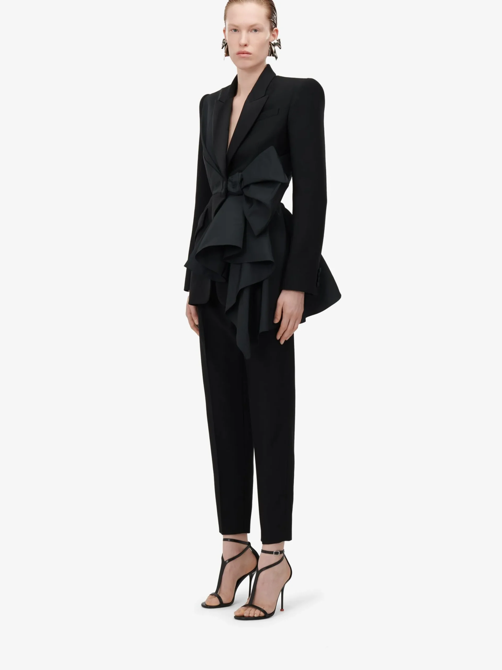 Store Alexander McQueen Women's Bow Slashed Jacket in Black