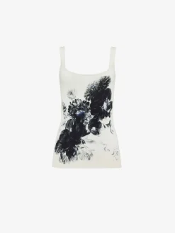 Clearance Alexander McQueen Women's Chiaroscuro Camisole in White/Black/Blue