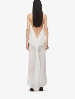 Sale Alexander McQueen Women's Chiffon Shadow Rose Slip Dress in Optic White