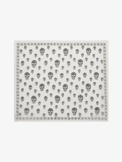 Sale Alexander McQueen Women's Classic Silk Chiffon Skull Scarf in Ivory/Black