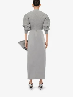 Store Alexander McQueen Women's Cocoon Sleeve Cardigan in Grey Melange