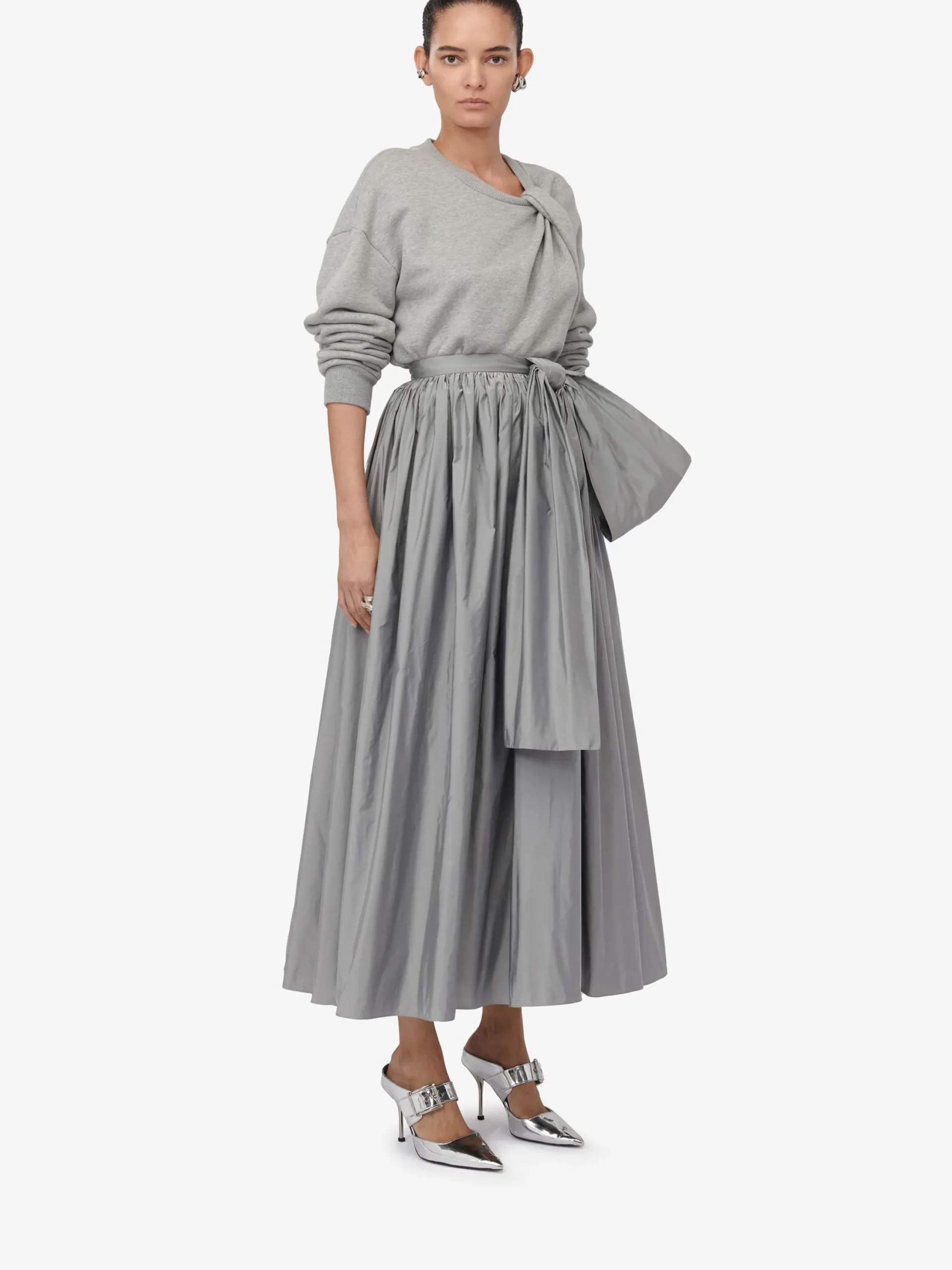 Sale Alexander McQueen Women's Cocoon Sleeve Sweatshirt in Grey Melange