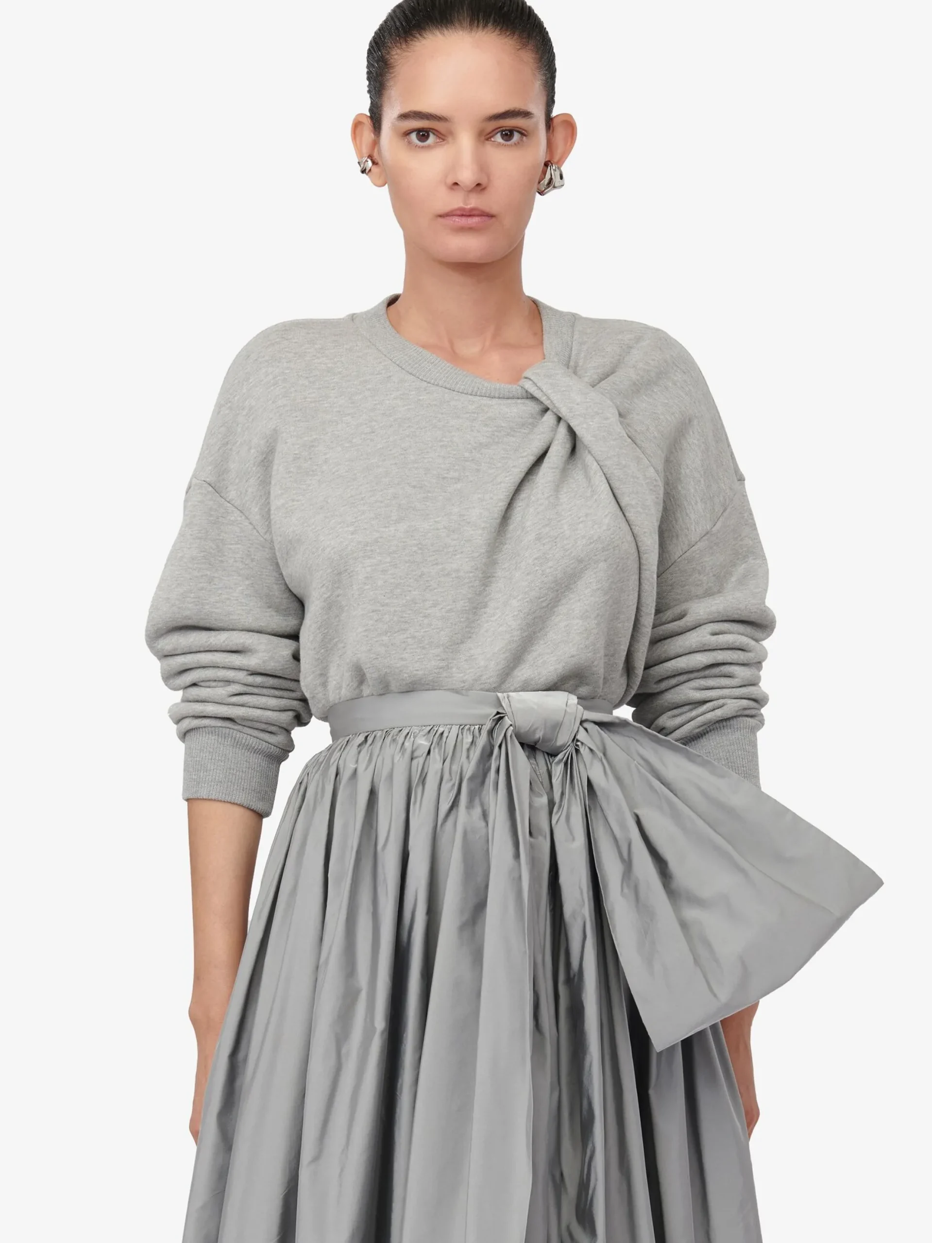 Sale Alexander McQueen Women's Cocoon Sleeve Sweatshirt in Grey Melange