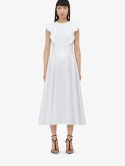 Hot Alexander McQueen Women's Corset Midi Skirt in Optic White