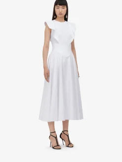 Hot Alexander McQueen Women's Corset Midi Skirt in Optic White