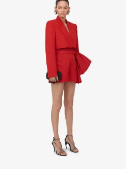 Cheap Alexander McQueen Women's Cropped Tuxedo Jacket in Lust Red