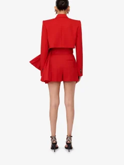 Cheap Alexander McQueen Women's Cropped Tuxedo Jacket in Lust Red