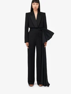 New Alexander McQueen Women's Cropped Tuxedo Jacket in Black
