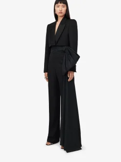 New Alexander McQueen Women's Cropped Tuxedo Jacket in Black