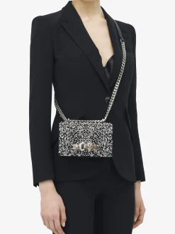 Online Alexander McQueen Women's Crystal-embellished Mini Jewelled Satchel in Black