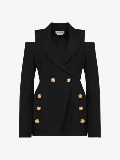 Clearance Alexander McQueen Women's Cut-out Double-breasted Military Jacket in Black