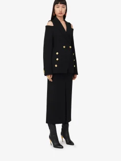 Clearance Alexander McQueen Women's Cut-out Double-breasted Military Jacket in Black
