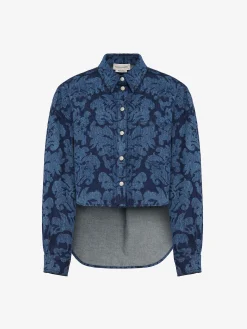 Clearance Alexander McQueen Women's Damask Asymmetric Shirt in Denim