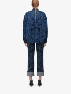 Clearance Alexander McQueen Women's Damask Asymmetric Shirt in Denim
