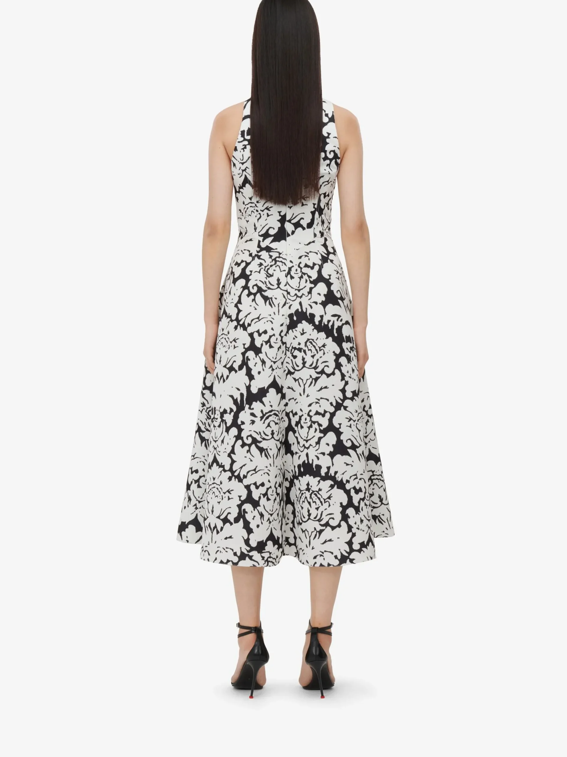 Store Alexander McQueen Women's Damask Midi Dress in Black/Ivory