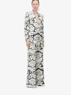 Fashion Alexander McQueen Women's Damask Single-breasted Jacket in Black/Ivory