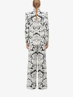 Fashion Alexander McQueen Women's Damask Single-breasted Jacket in Black/Ivory