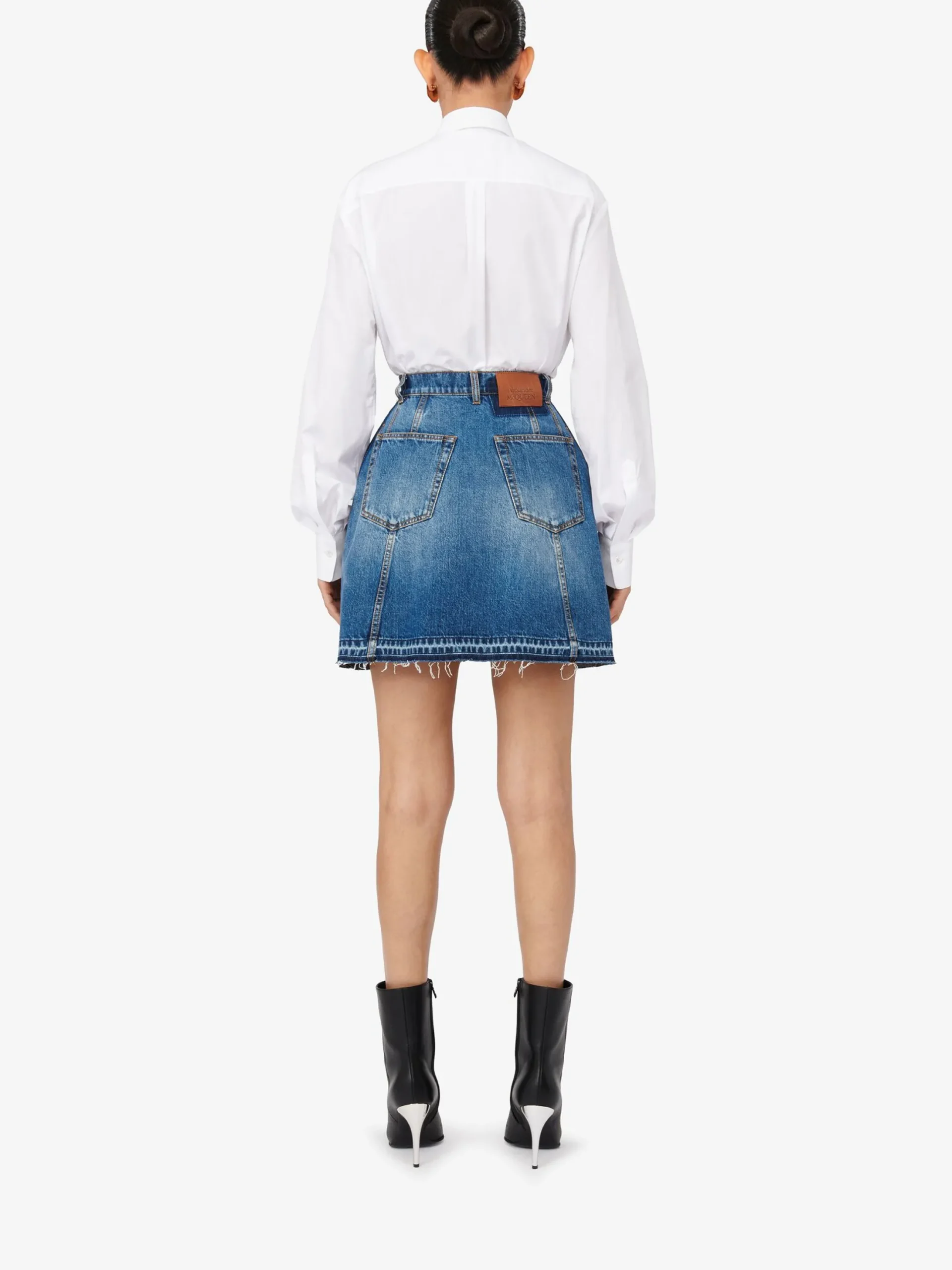 Best Alexander McQueen Women's Denim Mini Skirt in Washed Blue