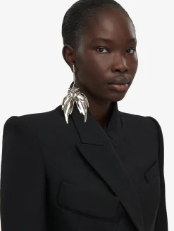 Best Alexander McQueen Women's Dissected Orchid Stick Earring in Antique Silver