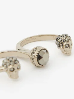 Hot Alexander McQueen Women's Double Skull Ring in Pale Gold