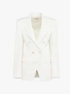 Outlet Alexander McQueen Women's Double-breasted Cut-away Jacket in Ivory