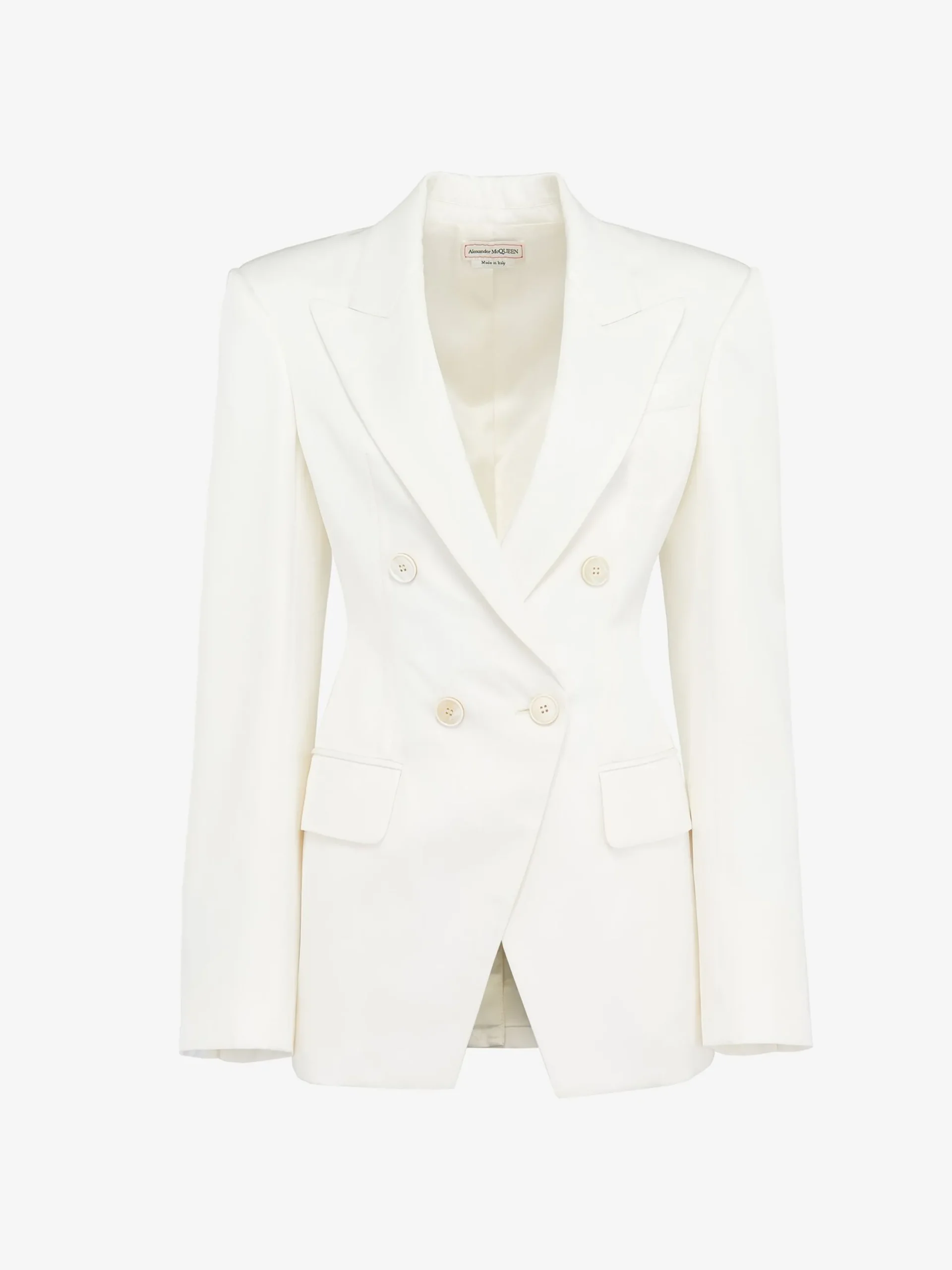 Outlet Alexander McQueen Women's Double-breasted Cut-away Jacket in Ivory