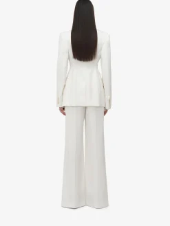 Outlet Alexander McQueen Women's Double-breasted Cut-away Jacket in Ivory