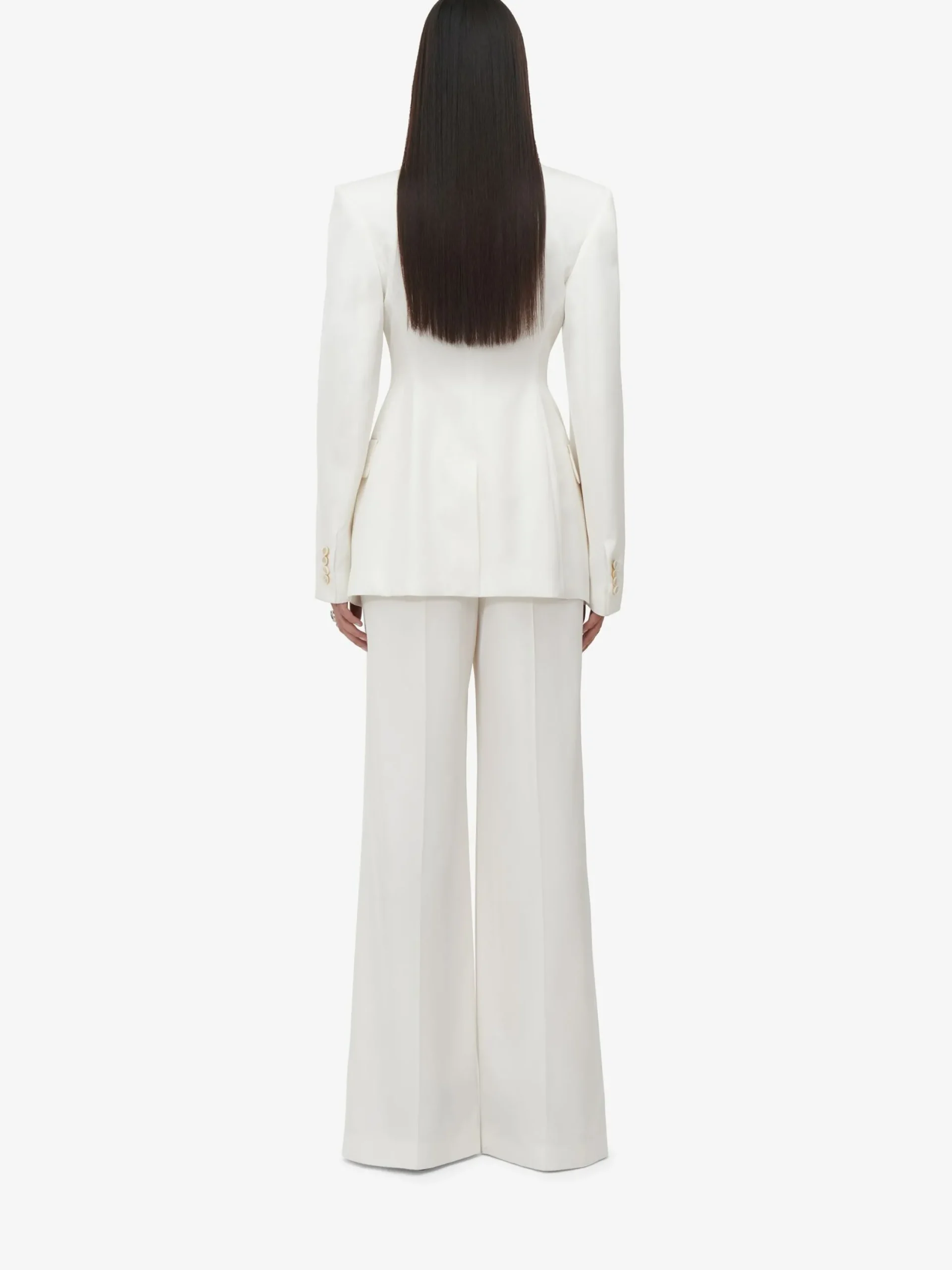 Outlet Alexander McQueen Women's Double-breasted Cut-away Jacket in Ivory