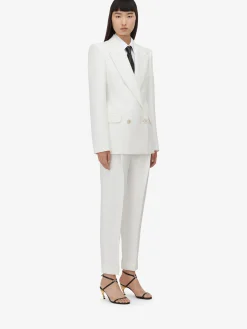 Shop Alexander McQueen Women's Double-breasted Jacket in Optic White