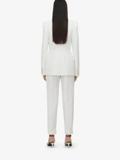 Shop Alexander McQueen Women's Double-breasted Jacket in Optic White