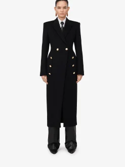 Flash Sale Alexander McQueen Women's Double-breasted Military Coat in Black