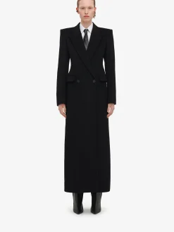 Best Sale Alexander McQueen Women's Double-breasted Tailored Coat in Black