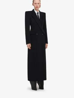 Best Sale Alexander McQueen Women's Double-breasted Tailored Coat in Black