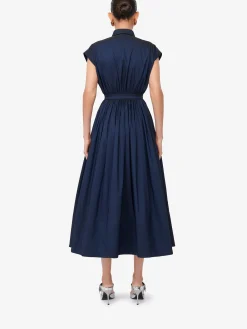 Discount Alexander McQueen Women's Dropped Shoulder Shirt Dress in Electric Navy