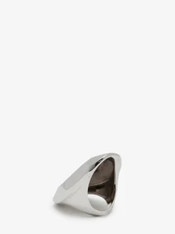 New Alexander McQueen Women's Elongated Faceted Ring in Antique Silver