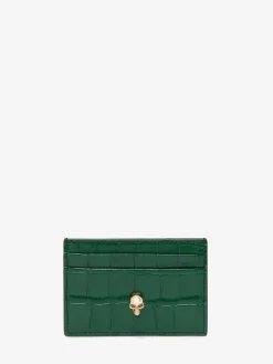 Best Alexander McQueen Women's Embossed Croc Card Holder in Emerald
