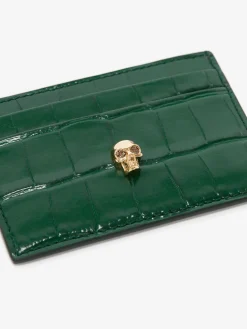 Best Alexander McQueen Women's Embossed Croc Card Holder in Emerald